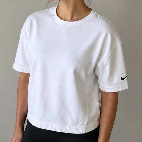 Nike Womens Pullover Minimalist White Mesh Back Athletic Short Sleeve Size Small