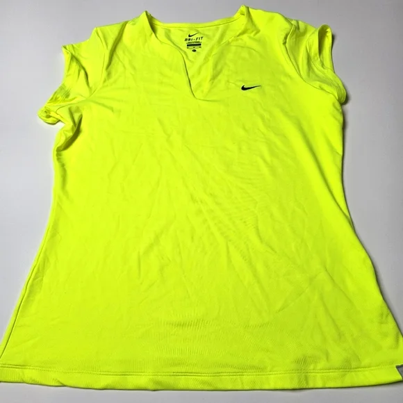 NIKE Dry Fit Women's Fluorescent T-shirt ‎ XL Tennis Outdoor Embroidered Ball