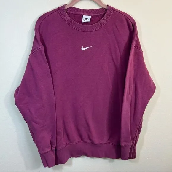 Nike Women’s Magenta Pink Center‎ Swoosh Crewneck Sweatshirt Small