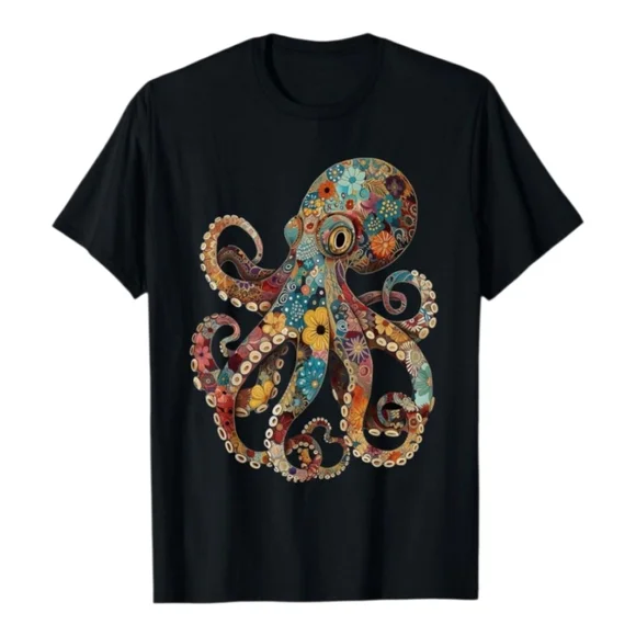 Floral Octopus Graphic T-Shirt