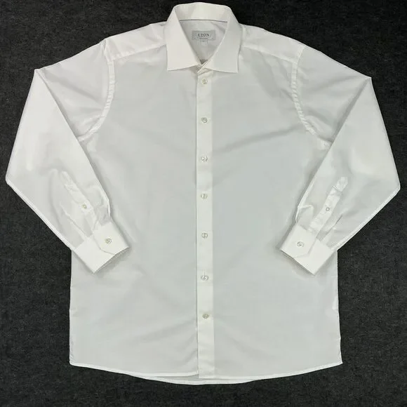 ETON Dress Shirt sz XL 43 17 White Button Up Contemporary Fit Long Sleeve Luxury