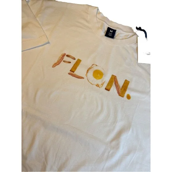 FLAN LABS Bacon Fried Egg‎ & French Toast Stix Graphic T-shirt Unisex MED Oversz