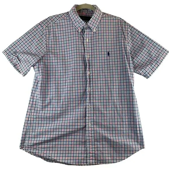 Ralph Lauren Vintage Short Sleeve Plaid Shirt SZ L