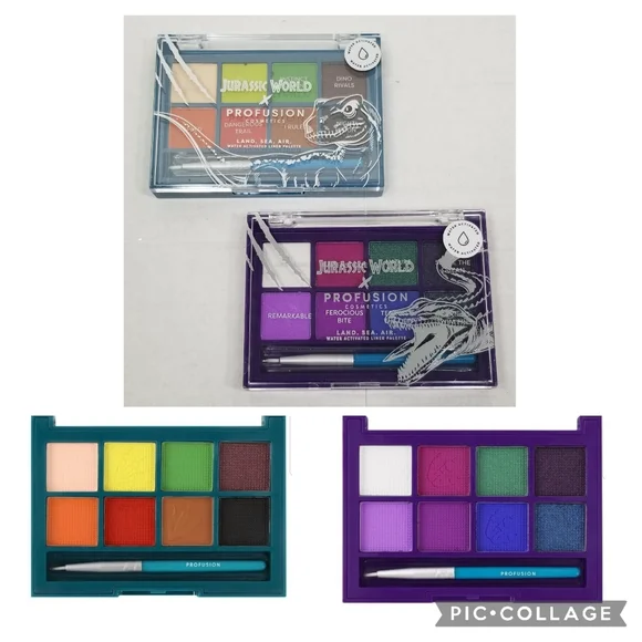New! Set 2 Jurassic World x Profusion Cosmetics Land Sea Air 8 Eye Liner Palette