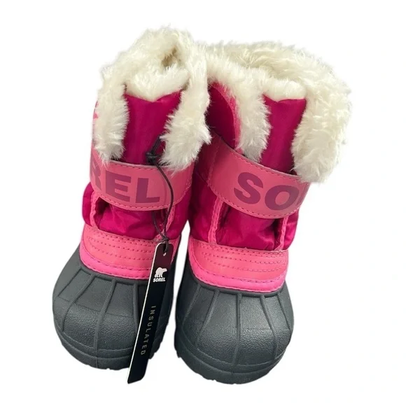Sorel Girls Toddler Pink and Black Cold Weather Boots Size 4 Toddler Waterproof
