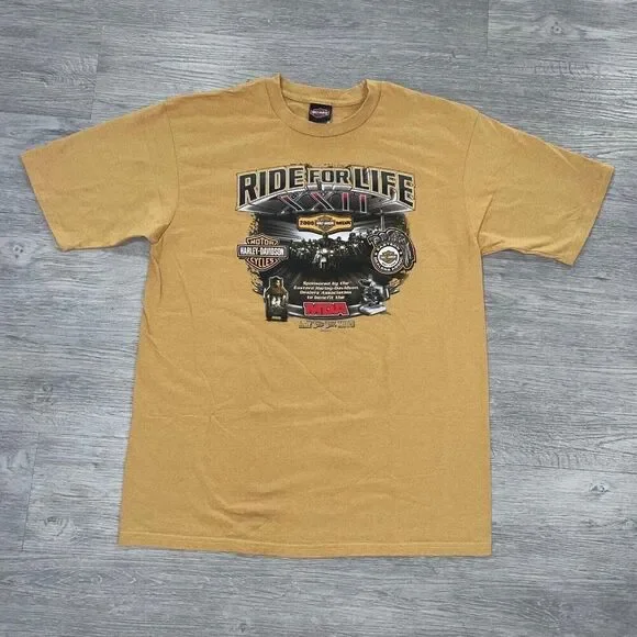 Harley Davidson Men XL Ride For Life 2009 Shirt Tee Bike Motorcycle Short Sleeve