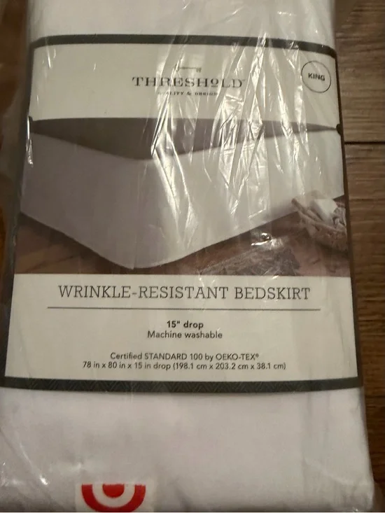Threshold Wrinkle-Resistant King Bedskirt - White 15 inch drop‎
