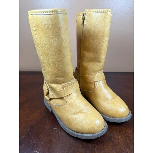 Carters Liat Tan Faux Leather Tall Harness Fashion Boots‎ Kids Size 11M CF24S11H