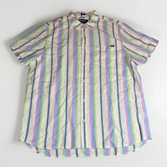 Chubbies‎ The Friday Shirt Short Sleeve Button Down Mens XL Soft Serve Striped
