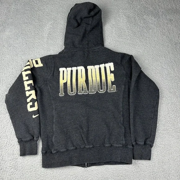 Purdue Boilermakers Hoodie Womens Medium Black Gray Nike Full Zip Sweatshirt