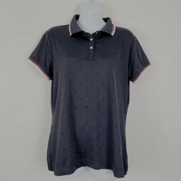 Nike Golf Dri Fit Black All Over Pattern‎ Polo Size Large