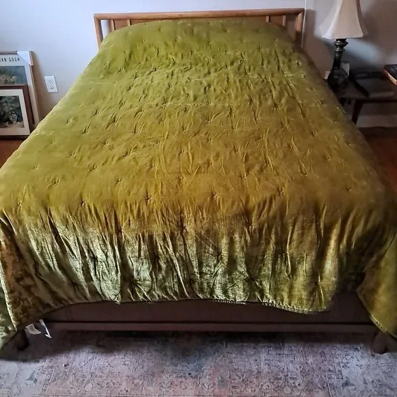 Opalhouse Green Moss Colored Crushed Velvet Full/Queen Bedding Comforter 70s MCM