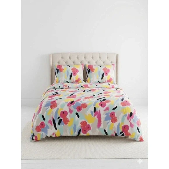 Kate Spade Paintball Abstract Floral Comforter With 2 Shams Full/Queen
