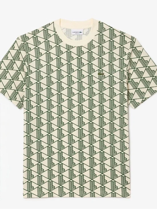 Lacoste Live Monogram T-shirt Relaxed Fit Unisex AllOver Print Geometric