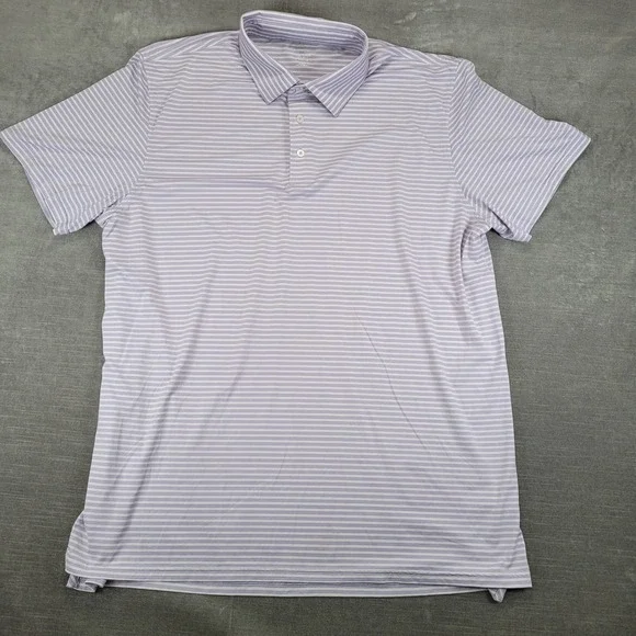 Southern Tide‎ Mens XXL Purple White Striped Brrr Performance Polo Shirt
