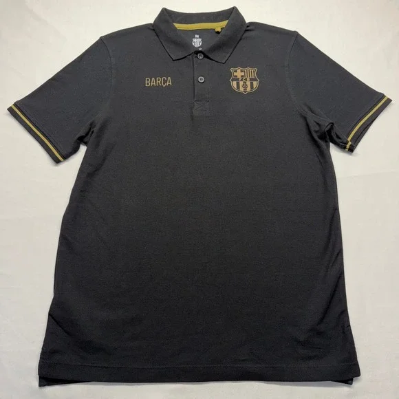 FC Barcelona Barça Black Gold Polo Shirt Men's Medium Soccer Football La Liga