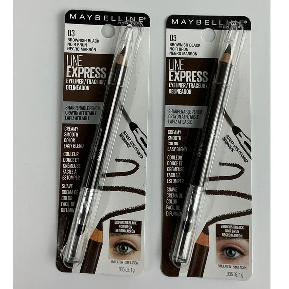Pair 2 Maybelline Line Express Eyeliner Pencil Brownish Black03 Smooth Blendable