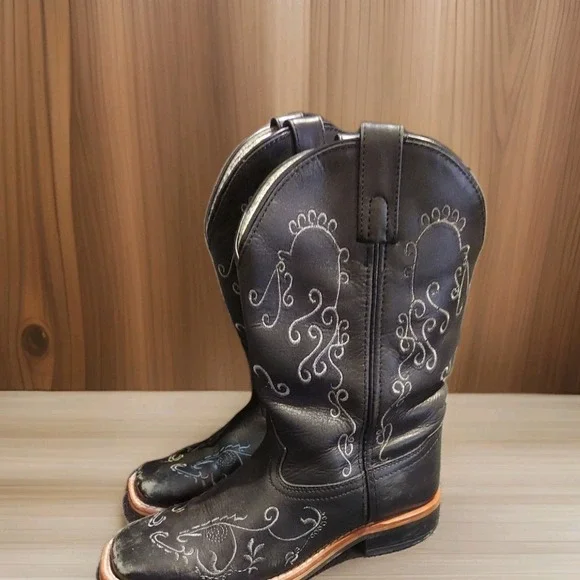 Smoky Mountain Girls 4 R Black Leather Marilyn Boot Cowgirl Shoes Western