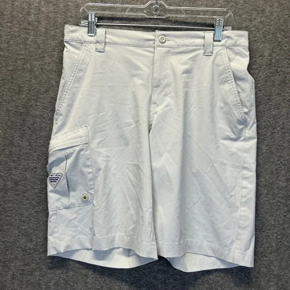 Columbia PFG Mens Gray Performance Fishing Cargo Shorts 32W XM0695 10 Inseam