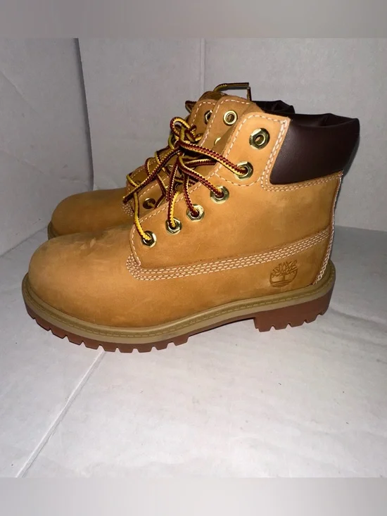Timberland 12709 Youth 6-Inch Premium Waterproof Boots Wheat Nubuck Size 1