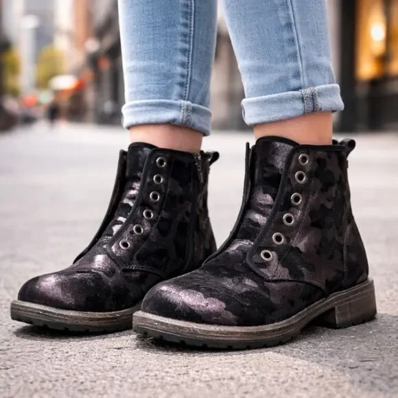 Dolce Vita Black Camo‎ Ankle Moto Girls Combat Boots