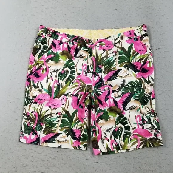 Loudmouth Shorts Mens 42 Pink Flamingo Tropical Golf Print Cotton Stretch‎ Fun