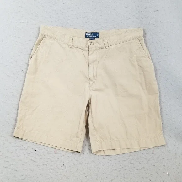 Polo Ralph Lauren Shorts Mens 38 Beige Chino Flat Front 10 Inseam Casual Summer