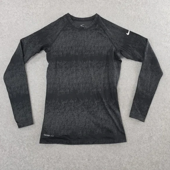 Nike Therma-FIT Women's Long Sleeve‎ Shirt M Black Just Do It Script Print Base