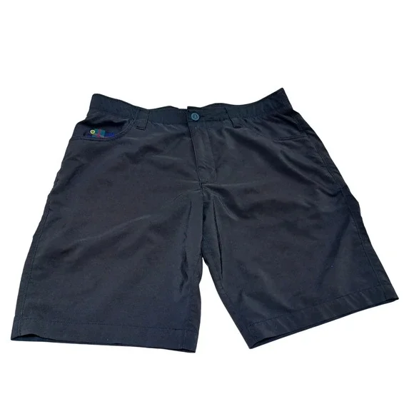 William Murray Golf Shorts Mens 34W Black Plaid Accent Performance Preppy Club