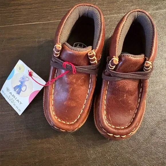 Ariat Toddler Boys Lil' Stomper Brown Dress‎ Shoes Lace Up NWT size 4 toddler