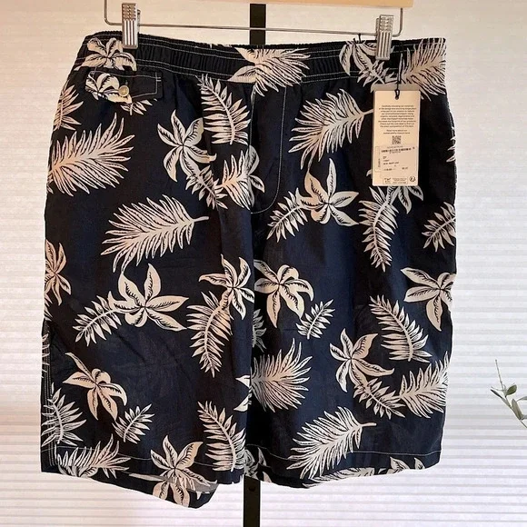 Scotch & Soda Men’s Hawaiian Organic Cotton Loose Fit Shorts Navy Blue XL NWT