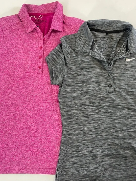 Nike Golf Dri Fit Womens Polo Lot Of 2 Small Gray And Pink Heather