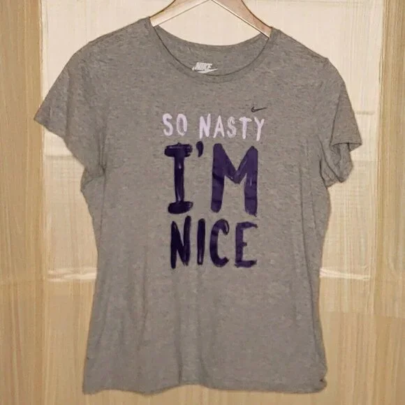 Nike Womens Slim Fit Grey Nasty Nice Short Sleeve Top XL