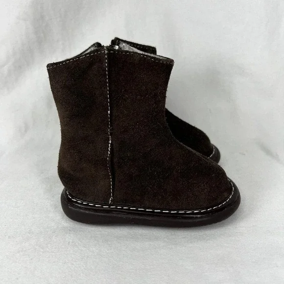 Wee Squeak Ankle Boots Kids Size 3 Brown Suede Leather Excellent Squeaky WS1001