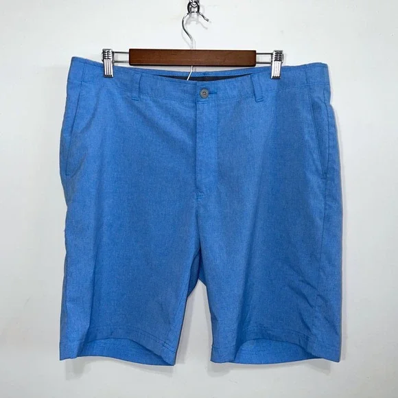PGA Tour Golf Shorts‎ Mens 38 Blue Heathered Performance Flat Front