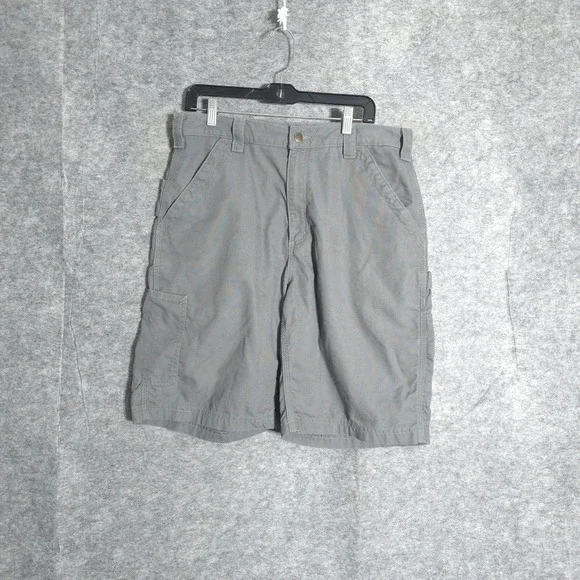 Carhartt B147 FAT Men 34 Gray Canvas Carpenter Work Shorts Relaxed Fit Utility