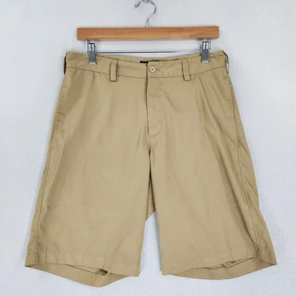 Columbia Shorts Mens 32 Khaki Tan Golf Performance Omni Wick Flat Front Chino