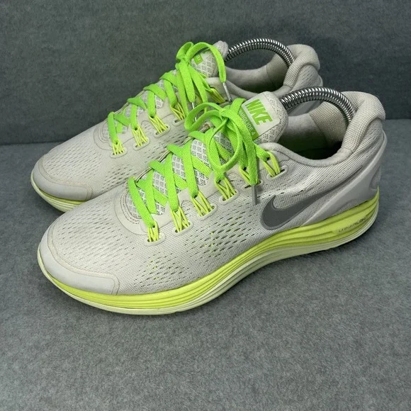 Nike Women Lunarglide 4 White Green 8.5 Running Cross Training Athletic Shoes