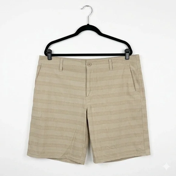 O'Neill‎ Men's Tan Striped Flat-Front Shorts 40