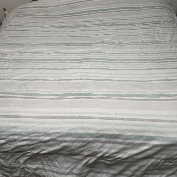 Sunham Home Fashions Striped Comforter King 104x90 Gray Aqua White