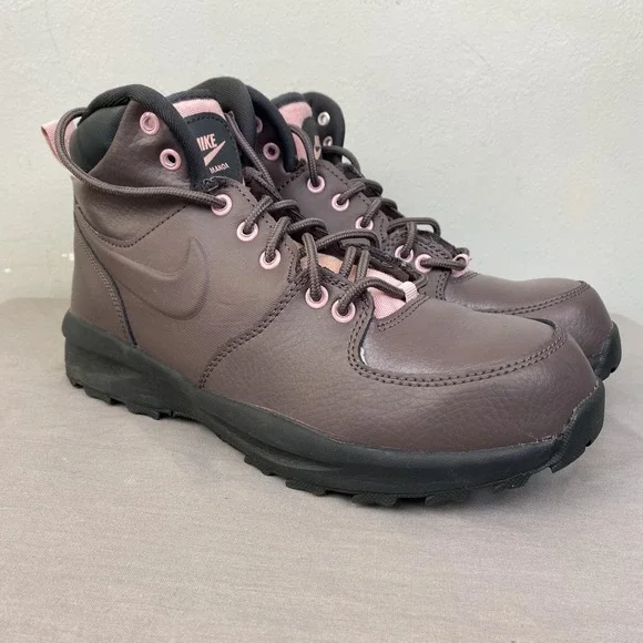 Nike Manoa Boots Youth Size 7Y Brown Pink Leather Hiking‎ Outdoor BQ5372-200