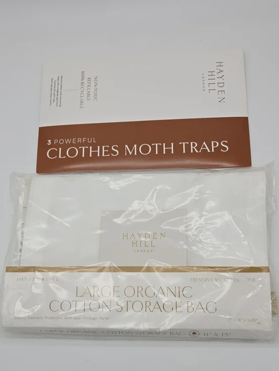 White Large Organic Cotton Storage Bag with Moth Traps