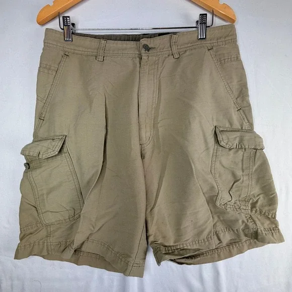 REI Mens Cargo Shorts Khaki Tan Cotton Nylon Hiking Outdoor Size 34