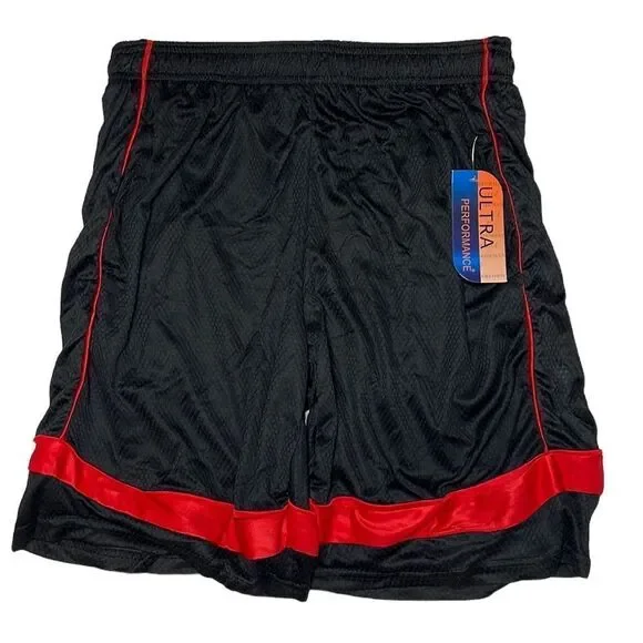 Ultra Performance Men’s Red Black Closed Mesh Dazzle Shorts Size Large