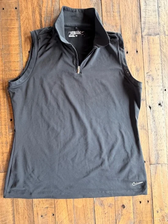 Nike Golf Dri-FIT Sleeveless 1/4 Zip Top Black Size M Womens Athletic