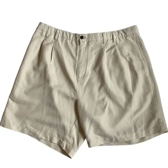 Caribbean Joe Cream Dressy Shorts Pleated Front