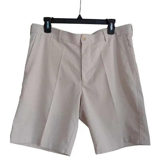 Peter Millar Wicking Tan Stripe Golf Outdoor Mens Shorts 35