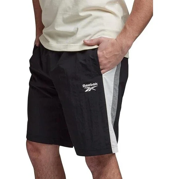 Reebok Ivy League Shorts Men Small Black Embroidered Logo Elastic Waist FTS1015