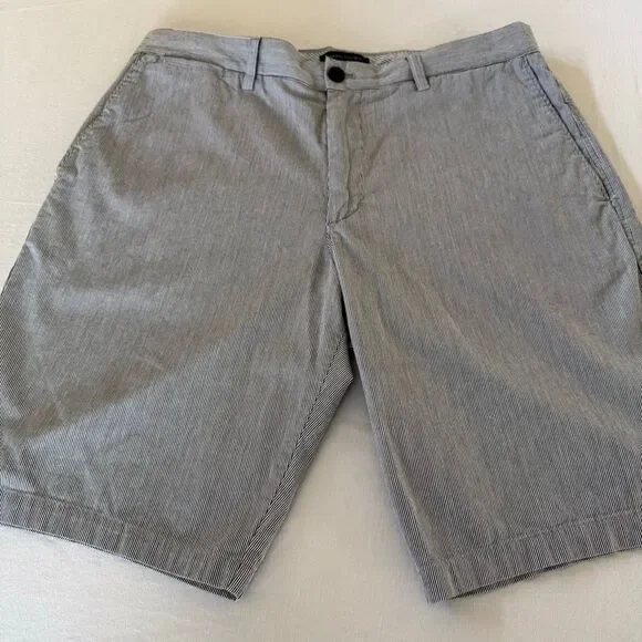 Banana Republic Striped Shorts | Mens 34 | Blue White Stripes | Cotton Flat Fron