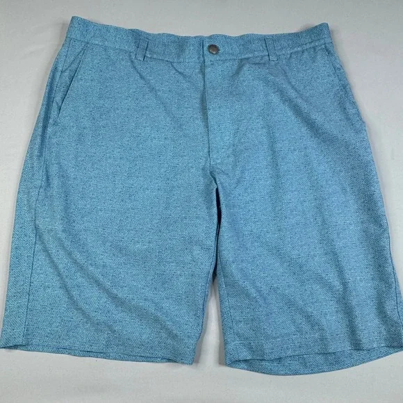 Peter Millar Crown Sport Golf Shorts Mens 36 Blue Performance Stretch Micro Dot